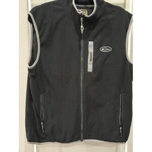 Drake Waterfowl Mens Fleece Vest Black Grey Full Zip‎ Hunting Fishing